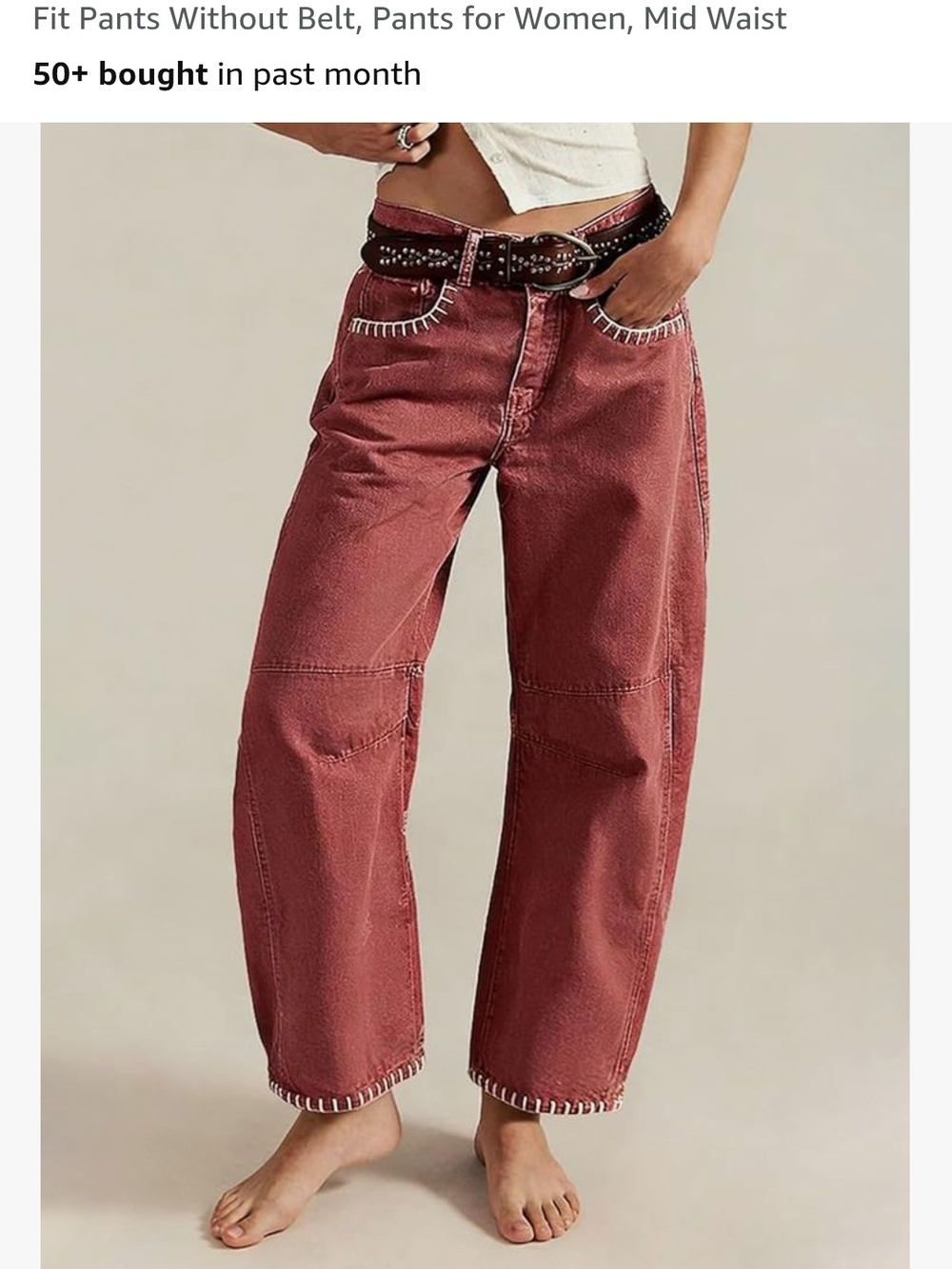 Rust Barrel Jeans With Stitching 💫 - Picture 3 of 10